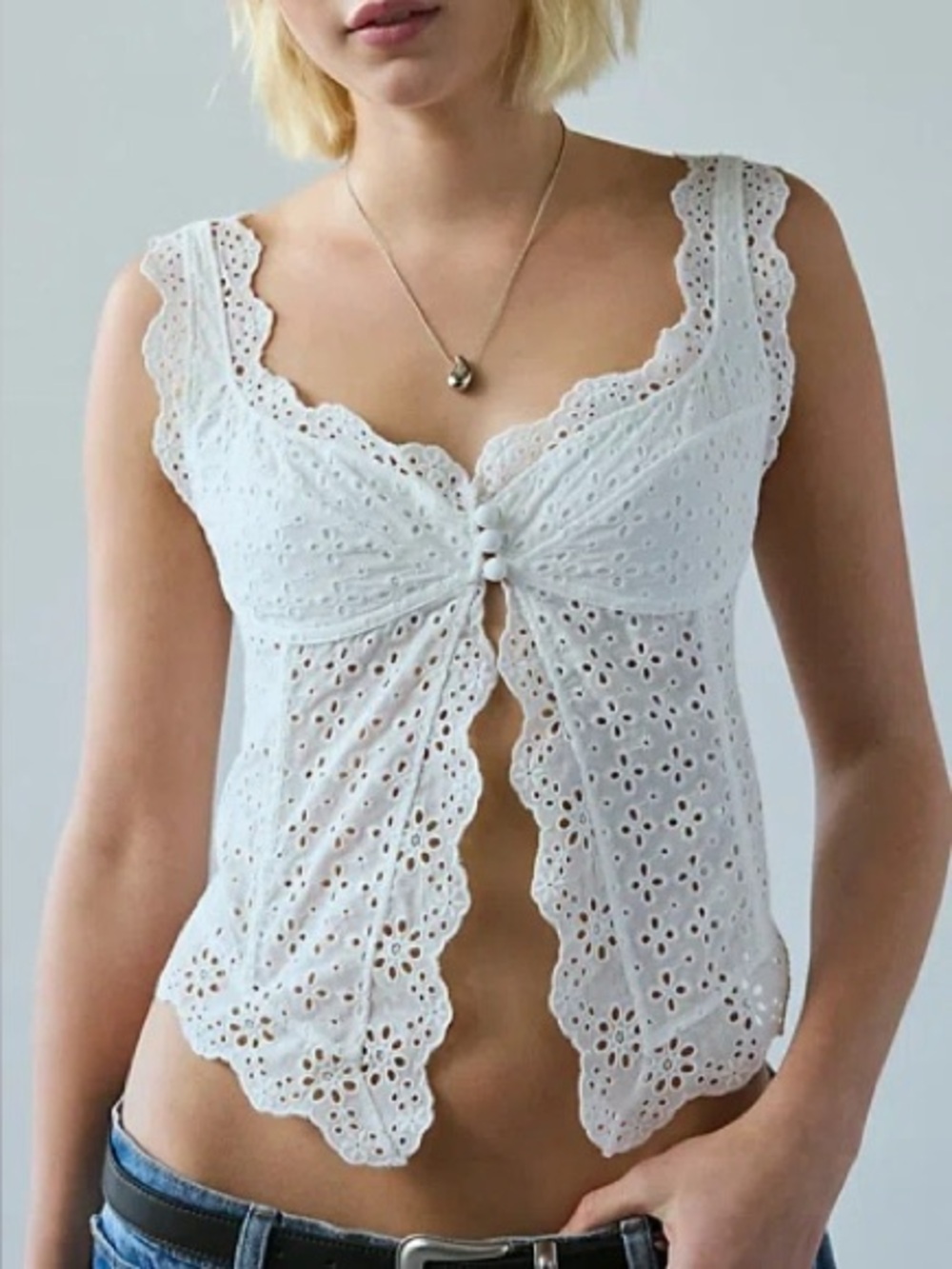 Urban Outfitters - White Lace Tie-Front Women's Top